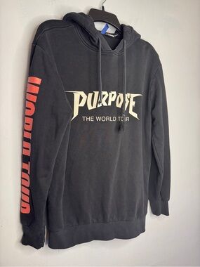 Purpose World Tour Black Hoodie Sweatshirt Justin Bieber Size Small